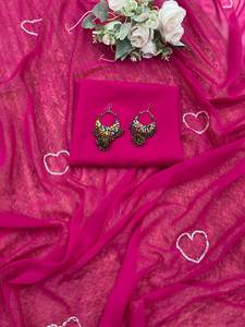 Sari de longitud larga con bordado de Color brillante impreso en forma de corazón más hermoso para Karva Chauth y especial de aniversario de boda - Product Image 3