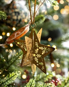 Luxury Metal Glass Christmas <b>Star</b> Hanging Ornaments Handmade Mirror Finish Festive <b>Tree</b> Decor Set <b>for</b> Home - Product Image 2