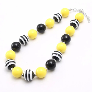 Cute Geometric Resin Beaded <b>Necklace</b> Black White Striped Acrylic Resin Women Fashion <b>Statement</b> Jewelry Chunky Pendant Design - Product Image 2