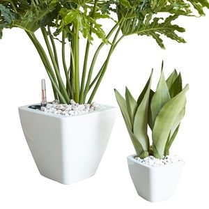 2 Pack Smart Self-Watering White <b>Square</b> Cone Planter <b>Pot</b> for Indoor and Outdoor Use - Product Image 1
