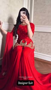 Traje Sharara y Palazzo de diseño étnico indio y pakistaní, moderno, de tela pesada, seda banarsi, con dupatta, a bajo precio. - Product Image 2