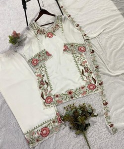 Rich Look Georgette Top Palazzo With Dupatta Women Salwar Kameez Wedding Party Wear India Pakistan Dress 85286 LG-2105 - Product Image 4
