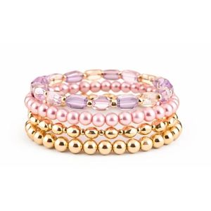 Rizir Bohemia Christian Fashion 14K Gold Plated Plastic Beaded <b>Bracelet</b> <b>Set</b> Women Handmade Imitation Pearl Stackable <b>Bracelets</b> - Product Image 2