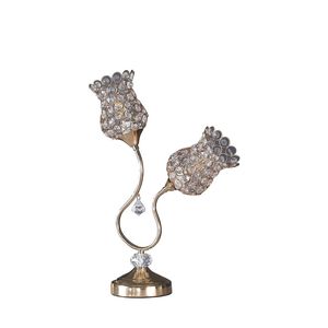 Lampe de table en métal doré rose de 18,75 po avec 2 motifs floraux en forme de trompette - Product Image 1