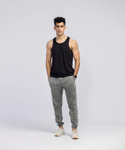 Débardeur pour homme en vert fluo, col en V, 100% polyester, respirant, tricoté, couleur unie, vêtements de sport décontractés - Product Image 3