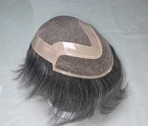Perruque en cheveux humains chinois avec dentelle frontale mono, gris, coupe droite 1b, cheveux vierges Remy, ondulations profondes lâches, 40-80g - Product Image 2
