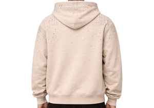 Wholesale Heavyweight Cotton <b>Fleece</b> Rhinestone Hoodies Men's Oversized Streetwear Pullover <b>Thick</b> Fabric Custom Logo Regular Fit - Product Image 2