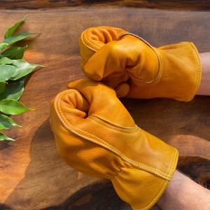 Guantes de Soldadura de Cuero Personalizados a Precio de Fábrica, Piel de Vacuno Dividida, Resistentes al Calor, Largos, de Seguridad, para Trabajo, Bolsas y Estuches LWG-0006 - Product Image 3