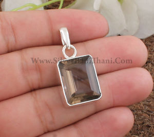 Venta al por mayor de dijes vintage de cuarzo ahumado natural con engaste de bisel, joyería de plata de ley 925, precio de mayoreo, directo de fábrica - Product Image 4