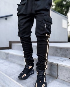 Pantalones deportivos de poliéster con ribete reflectante, pantalones de chándal de secado rápido, fabricante mayorista, pantalones jogger personalizados para hombre - Product Image 3