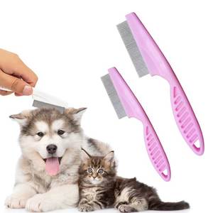 Peigne double face rose pour animaux de compagnie, à dents fines et grossières, réutilisable, pour le nettoyage et le coiffage du pelage des chiens et des chats - Product Image 1