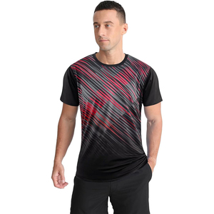 Men's Green Geometric Pattern Quick Dry Short Sleeve Sporty T-<b>Shirt</b> Slim Fit O-Neck Knitted Athletic Wear - Product Image 5
