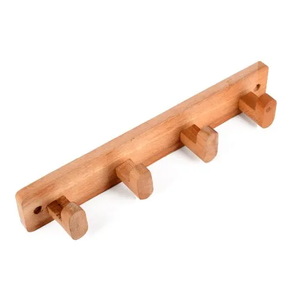 Wood Coat Hook Hanger Best quality Wood <b>Wall</b> Mounted Coat Rack Railing With Wood Hook Best Top Selling Sale - Product Image 2