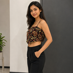 Women's <b>Floral</b> Print Spaghetti Strap Crop <b>Top</b> Backless Tie Up V Hem Bandana Scarf <b>Cami</b> Summer Beach Party Casual Ladies <b>Top</b> - Product Image 2