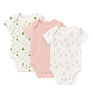 Mameluco de Algodón para Bebé Recién Nacido, Personalizado, Tejido de 200 GSM, Manga Corta, Cierre de Botones, Color Sólido, Unisex, OEM, ODM, Ecológico - Product Image 4