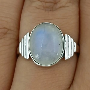 Blue Fire Rainbow <b>Moonstone</b> <b>Ring</b> 925 Sterling Silver Handmade Statement Promise <b>Ring</b> for Women Boho Oval June Birthstone Jewelry - Product Image 5