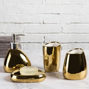 Luxury Gold <b>Bathroom</b> <b>Accessories</b> <b>Set</b> Ideal For Hotel Guest Washroom And Premium Hospitality Decor Wholesale From India - Product Image 6