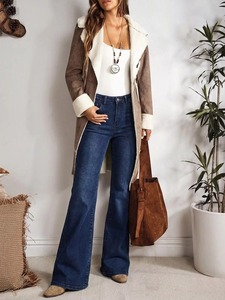 Pantalones Acampanados de Cintura Alta, Nuevos Jeans de Mezclilla Ajustados para Mujer, Diseño Bordado Transpirable con Cintura Alta para Verano y Otoño - Product Image 3