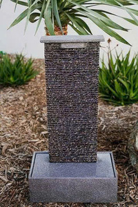 Fontaine de jardin DIY à LED prête à l'emploi, design moderne en dalle de basalte ondulée, cascade verticale - Product Image 2