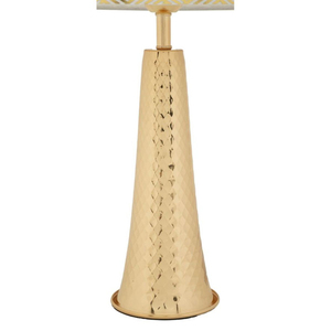 Lámpara de Mesa Vintage de Metal Dorado Martillado con Pantalla de Lino Blanco, Decoración Contemporánea para el Hogar, Ideal para Dormitorio o Sala de Estar - Product Image 6