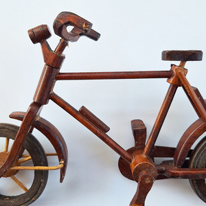 Handcrafted Indonesian <b>Wooden</b> Vintage Bicycle Miniature Classic Bike Model Tabletop Home Office Desk Decor Collector Gift - Product Image 2