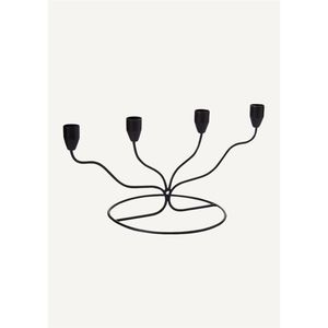 Minimalist Wrought Iron Candelabra Multi-Arm Matte <b>Black</b> Candle Holder Decorative Metal <b>Candlestick</b> Stand for Events Hospitality - Product Image 1