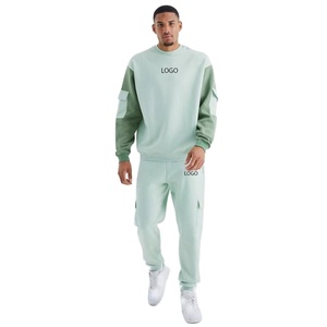 Ensemble de survêtement unisexe avec logo personnalisé, 100% coton, lavage à l'acide, uni, lourd, sweat-shirt à capuche, pantalon cargo, vêtements imprimés pour l'hiver - Product Image 4