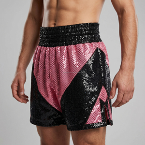 Custom <b>Sequin</b> Men Muay Thai Shorts Pink Black Glitter Kickboxing Trunks Wholesale Custom Logo Shiny MMA Fighting Shorts - Product Image 4