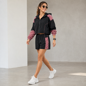 Ensemble veste et short décontracté pour femme, coupe ample, pour l'extérieur, en tissu Ripstop coupe-vent, fabrication OEM ODM, fabricant de vêtements - Product Image 3