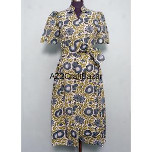Robe longue midi bohème à imprimé léopard 100 % coton pour femme, col en V, respirante, lavable et écologique – Meilleure vente - Product Image 3