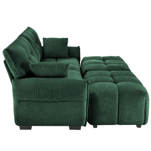 Comodo Set Divano a 2 Posti in Tessuto Chenille con 2 Pouf e Cuscini Decorativi per Soggiorno, Appartamento o Dormitorio - Product Image 5
