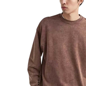 เสื้อสเวตเชิ้ตแฟชั่นเทรนดี้แบบเรียบง่ายสไตล์ย้อมสีเอซิดสำหรับผู้ชาย ผู้ผลิตที่ดีที่สุด รับผลิตสีตามสั่ง เสื้อสเวตเชิ้ตย้อมสีเอซิดสำหรับผู้ชาย เสื้อสเวตเชิ้ตพื้นฐาน - Product Image 3