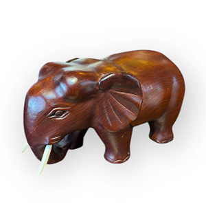 The <b>elephant</b> statue was carved from a single block of Huongwood. - Product Image 3