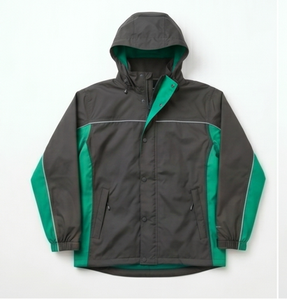 Chaqueta Impermeable con Capucha para Hombre, Diseño Color Block, Casual, Recubierta de PU, Poliéster, para Otoño, Corte Regular, Cuello Camisero - Product Image 1