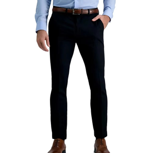 Pantalones Formales Negros de Corte Recto para Hombre con Cinturón, Cierre de Cremallera en la Cintura Media, Antiarrugas, Tela de Poliéster, para Otoño - Product Image 5