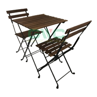 Ensemble de table et de chaises pliantes en bois d'acacia moderne 3 pièces Style bistrot Résistant aux UV/à l'eau Extérieur Chambre Cour Cuisine Acier