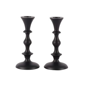 Juego de 2 Portavelas Negros de Pilar y Cónicos, Elegantes Candelabros Retro de Aluminio para Bodas, Iglesia y Decoración Festiva - Product Image 1