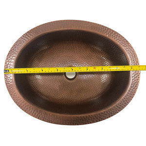 Lavabo Ovalado de Cobre Martillado para Baño, Lavabo Rústico Hecho a Mano - Product Image 5