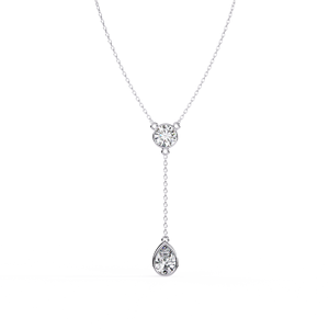 สร้อยคอเงินแท้925ดีไซน์ใหม่สำหรับผู้หญิงพร้อมเพชรปลูกในห้องทดลองทรงกลมและลูกแพร์ (1.15TCW) ได้รับการรับรองจาก IGI - Product Image 4