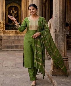 Salwar Kameez Dupatta Moderno de Algodón, Azul Estrella, Ropa Tradicional para Mujer, Estilo India Pakistán 85462 BLUESTAR- BS..161 - Product Image 2