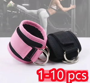 Sangles de cheville réglables en néoprène et acier avec anneau en D pour machines à câble - Protection professionnelle pour les exercices des fessiers, des jambes et des abducteurs - Product Image 1