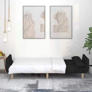 โซฟาเบดสีดำ 2 ที่นั่ง โพลีเอสเตอร์ 100% พร้อมโฟมไม้ ดีไซน์หรูหรา - Product Image 3