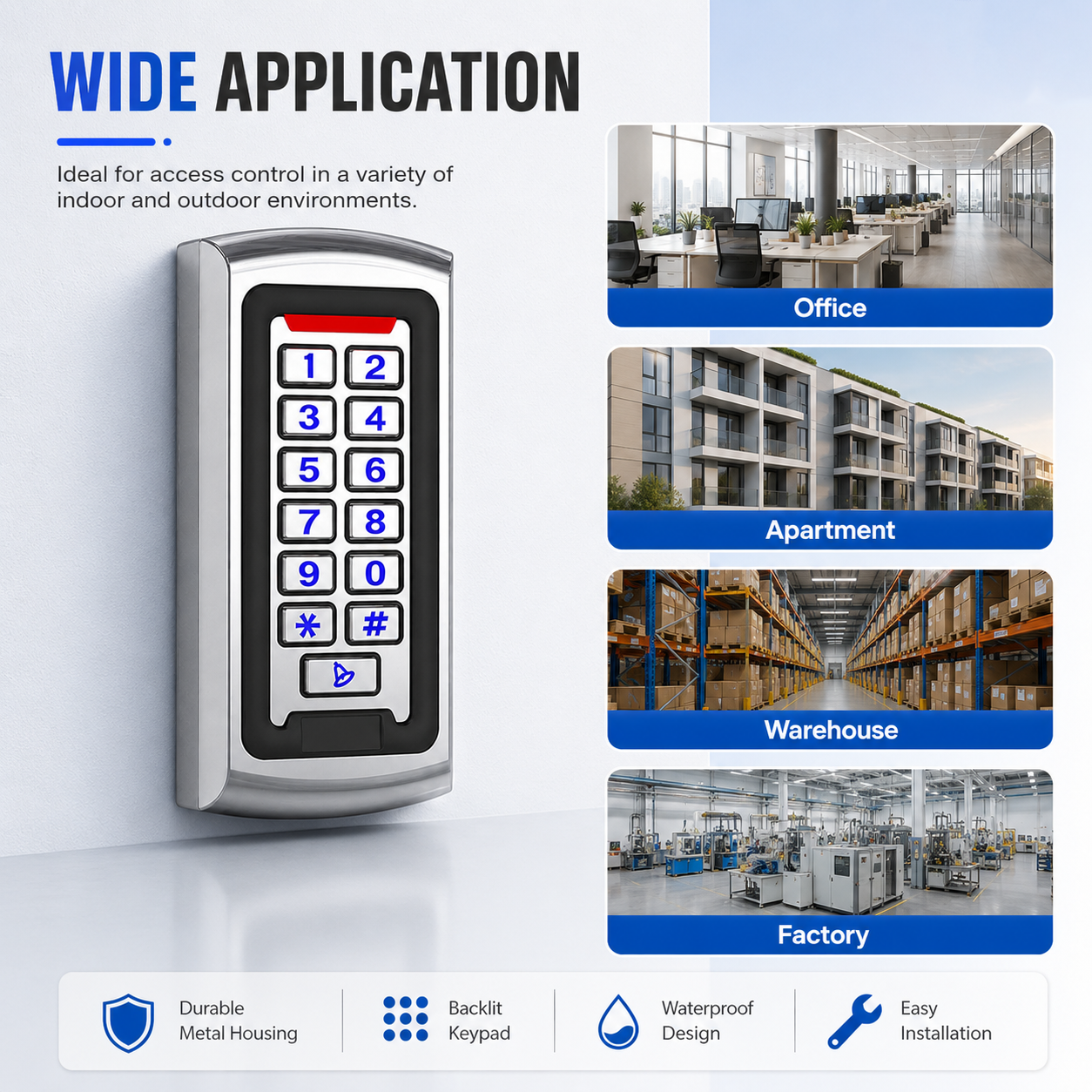 Factory Direct IP68 Waterproof Metal Case 125KHz RFID EM Proximity Card PIN Keypad Standalone Door Access Controller Wholesale · image 6