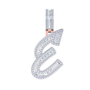 Colgante de Oro Blanco y Amarillo de 10K con Diamante SI, Diseño de Letra E, Estilo Hip Hop, Joyería con Diamante SI Real, Collar con Letra - Product Image 2