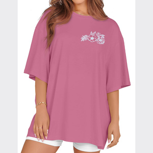 T-shirt ample et oversize pour femme, couleur unie, épaules tombantes, qualité supérieure, fabrication usine 2026, vente chaude - Product Image 6