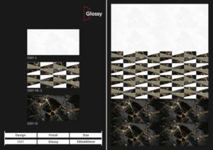 Carreaux muraux en céramique brillante 30x60 cm, design moderne pour la décoration murale intérieure de salle de bain et de cuisine avec finition brillante de qualité supérieure - Product Image 2