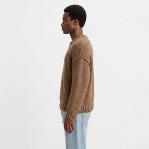 Pull tricoté d'hiver pour homme avec logo personnalisé, à manches longues, coupe ample, style décontracté, épaules tombantes - Product Image 3
