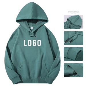 เสื้อฮู้ดแบบยูนิเซ็กซ์ สีพื้น ผ้าฝ้ายถัก ทรงโอเวอร์ไซส์ สวมใส่สบายสำหรับฤดูหนาว เป็นมิตรกับสิ่งแวดล้อม พิมพ์โลโก้ด้านหน้า ระบายอากาศได้ดี ทรงปกติ - Product Image 2