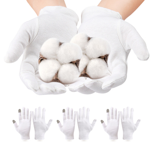 Gants blancs d'étiquette en pur coton, fins, style antique, pour le travail, la bijouterie et la conduite - Product Image 3