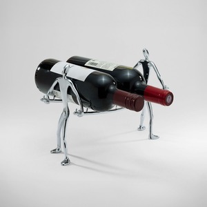 Porte-bouteille de vin en métal artistique, accent décoratif de bar sculptural moderne - Product Image 4
